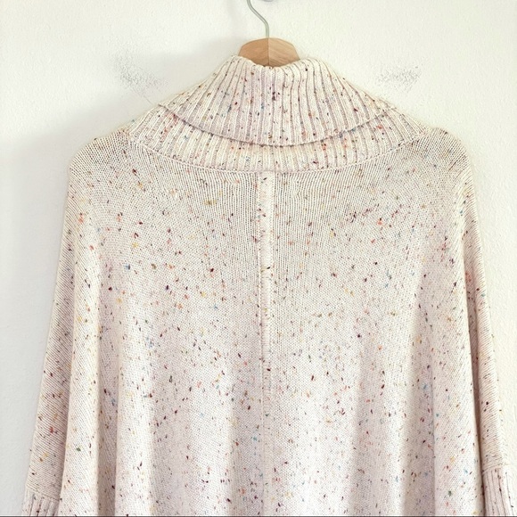NWT LOFT Speckled Knit Turtleneck Poncho Sweater Cream Rainbow Confetti Small - Picture 7 of 15